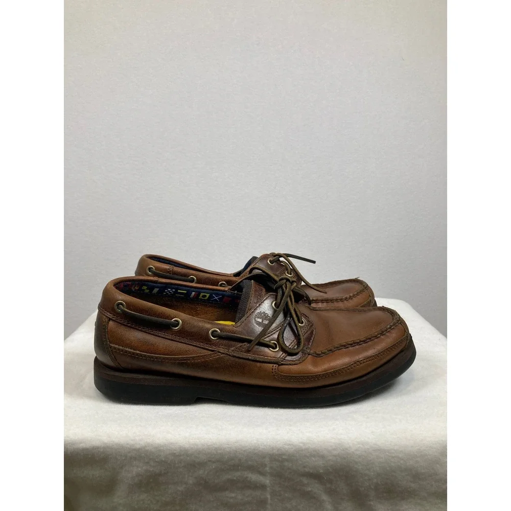 Timberland Boat Shoes Mens 11 Brown Leather 3-Eye Classic‎ Deck Shoes 71026